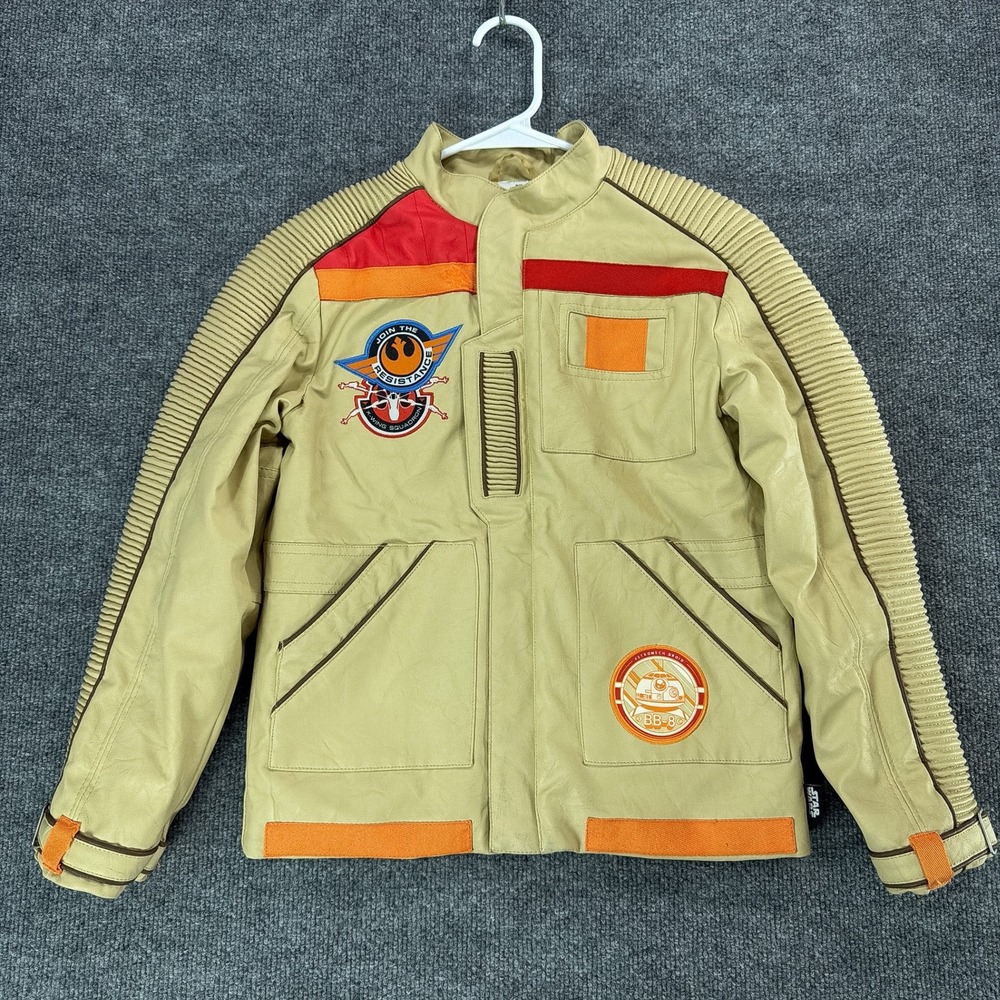 Disney Store Star Wars Resistance X-Wing Pilot Jacket Kids 9/10 Tan BB-8 Patch